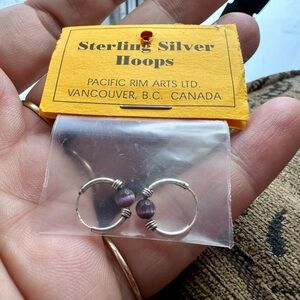 Sterling Silver with bead Hoops.